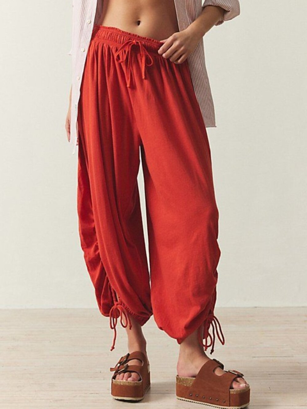 Out From Under Ryan Balloon Jogger Pants Orange Cinchable Tie M